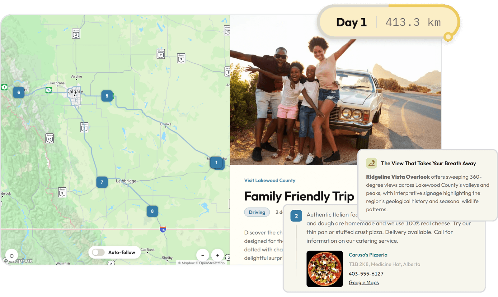 Whereabouts Tripper map-based itinerary